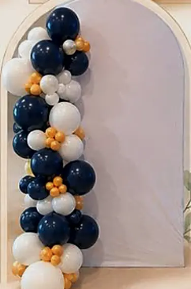 Navy, white and orange column