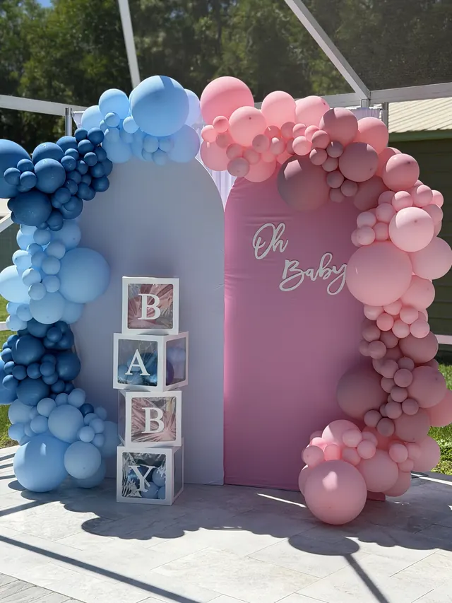 Blue and pink Oh Baby double arch